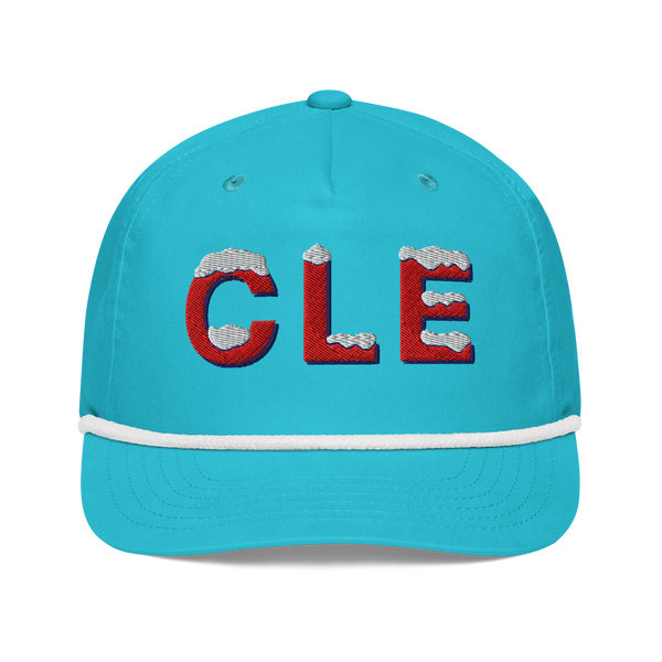 Freezing in Cleveland Golf Rope Hat Turquoise White