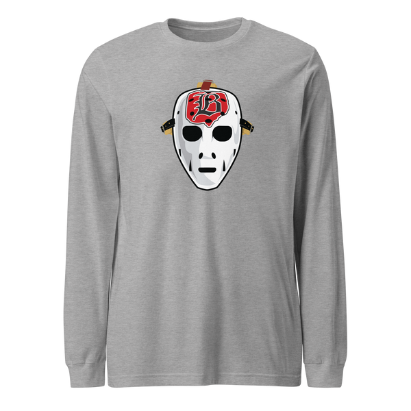 Gilles Meloche Cleveland Hockey Goalie Mask Long-Sleeve T-Shirt - Gray