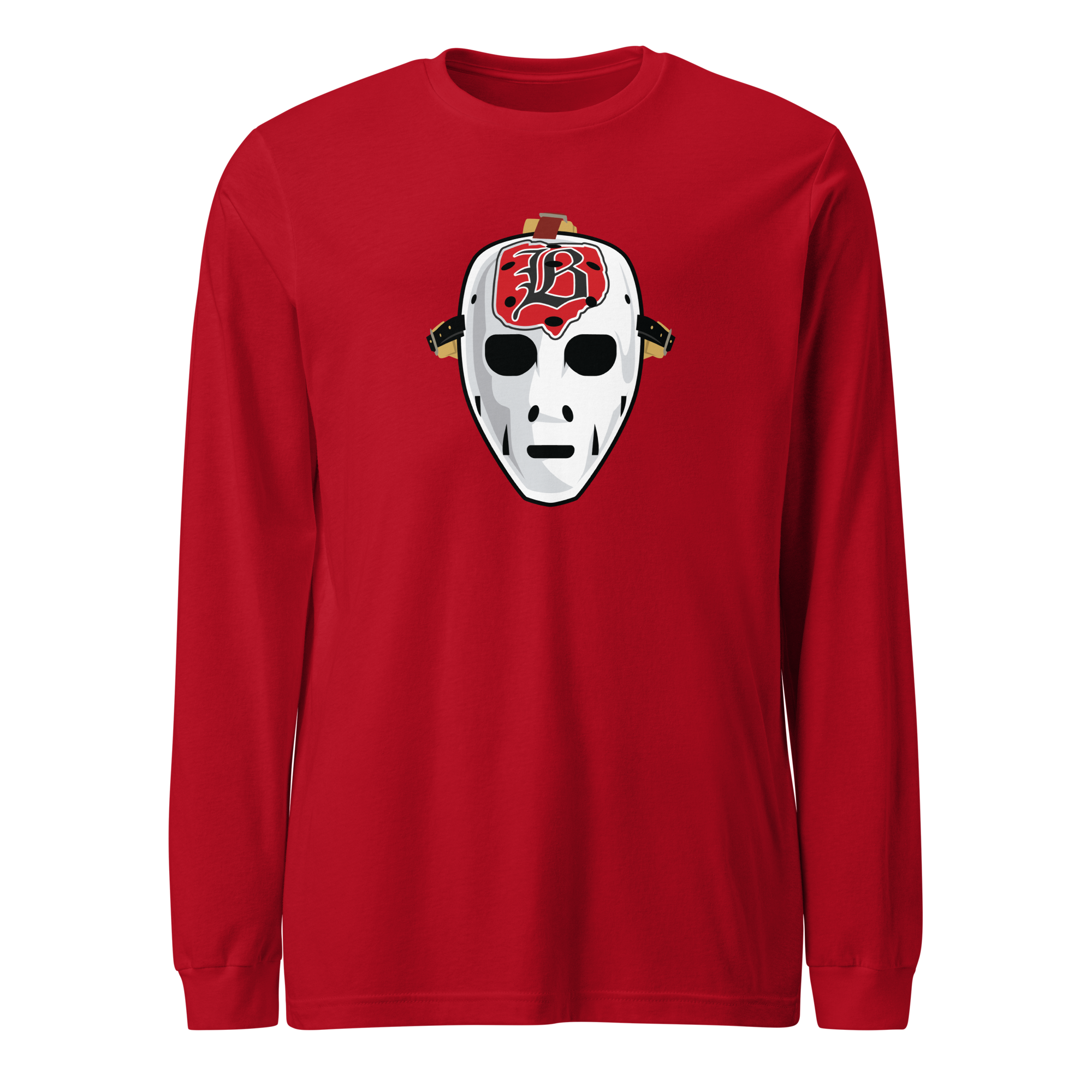 Gilles Meloche Cleveland Hockey Goalie Mask Long-Sleeve T-Shirt - Red