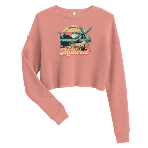 Welcome to the Midwest Cropped Sweatshirt - Pink