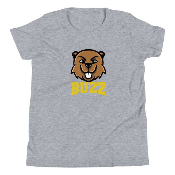 Buzz Hockey Mascot Youth T-Shirt - Gray