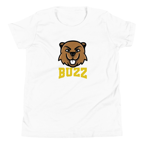 Buzz Hockey Mascot Youth T-Shirt - White